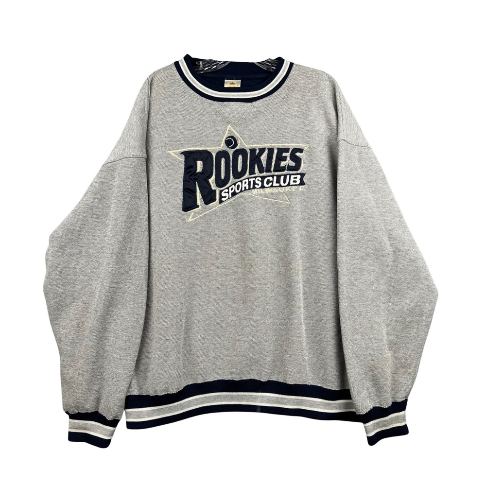Vintage BAC Premier Grey Black Rookies Sports Club Graphic Sweatshirt Mens XL